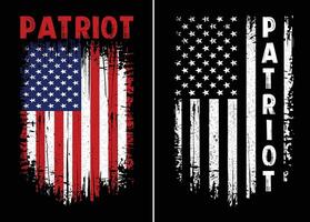 Grunge American Flag with Bold Patriot Text. Distressed Vertical USA Flag with Patriotic Typography vector