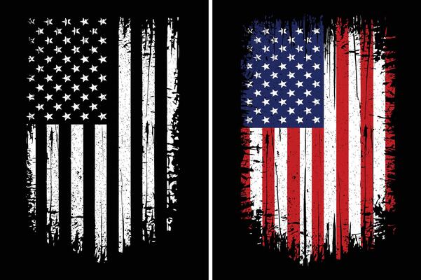 Grunge American Flag Distressed Style. Vintage USA Flag With Grunge Texture