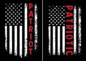 Grunge Vertical USA Flag with Patriot Typography. Distressed American Flag with Red Patriotic Text vector