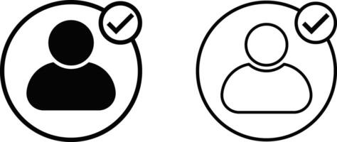 profile avatar icons. Users accept icon symbols. checked user vector