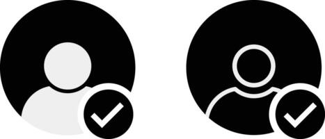 Profile with checkmark icons. Verified account sign. Users accept icon symbols. checked user profile vector
