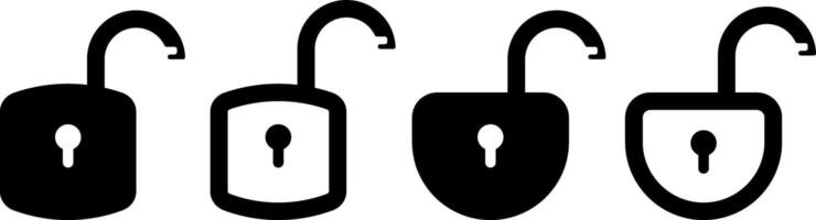 unlock icon set. security symbol. Padlock signs. closed design vector