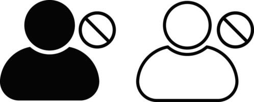 Set of block user icon. Minimalist avatar icons. account error blocked deleted profile. Account profile in prohibition symbol vector