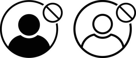 Block user icon. indicating a disabled profile or account. account disabled. Users disconnect icons. Simple networking symbol vector