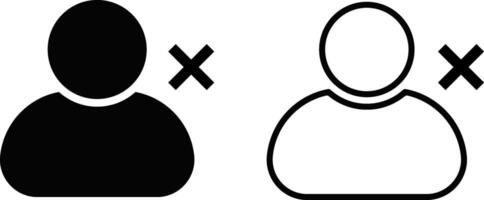 remove user sign. user icon set. delete profile. block user icon vector