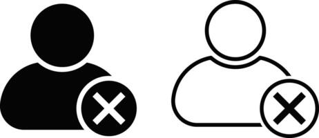 Profile with cross mark icons. Profile avatar symbol. User account confirmation disapproved vector