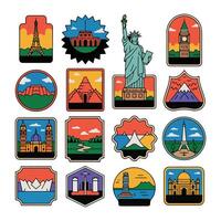 Travel icons set with different landmarks and landmarks vector