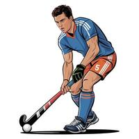 Field hockey player illustration vector