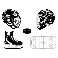 Flat Ice Hockey Icons Set. vector