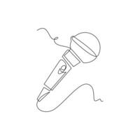 one line art Microphone illustration. line art, one continuous line, simple, hand drawn and sketch style. for icons, symbols, signs or logos vector