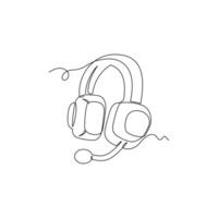 one line art Headphone illustration. line art, one continuous line, simple, hand drawn and sketch style. for icons, symbols, signs or logos vector