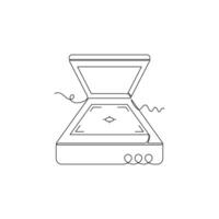 one line art Scanner illustration. line art, one continuous line, simple, hand drawn and sketch style. for icons, symbols, signs or logos vector