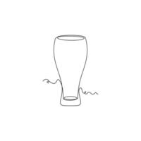 one line art Weizen Glass illustration. line art, one continuous line, simple, hand drawn and sketch style. for icons, symbols, signs or logos vector