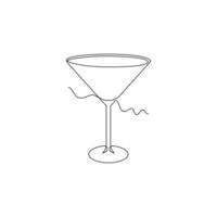 one line art Martini Glass illustration. line art, one continuous line, simple, hand drawn and sketch style. for icons, symbols, signs or logos vector