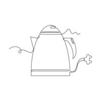 one line art Electric kettle illustration. line art, one continuous line, simple, hand drawn and sketch style. for icons, symbols, signs or logos vector