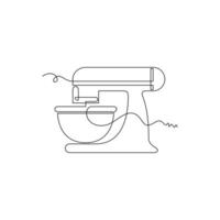 one line art Stand Mixer illustration. line art, one continuous line, simple, hand drawn and sketch style. for icons, symbols, signs or logos vector