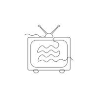 one line art television illustration. line art, one continuous line, simple, hand drawn and sketch style. for icons, symbols, signs or logos vector
