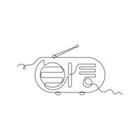 one line art Radio illustration. line art, one continuous line, simple, hand drawn and sketch style. for icons, symbols, signs or logos vector