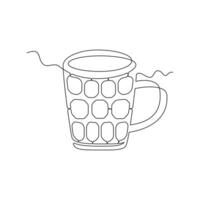 one line art Dimpled Mug Glass illustration. line art, one continuous line, simple, hand drawn and sketch style. for icons, symbols, signs or logos vector