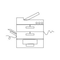 one line art photocopier illustration. line art, one continuous line, simple, hand drawn and sketch style. for icons, symbols, signs or logos vector