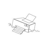 one line art Printer illustration. line art, one continuous line, simple, hand drawn and sketch style. for icons, symbols, signs or logos vector