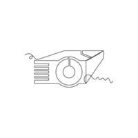 one line art Projector illustration. line art, one continuous line, simple, hand drawn and sketch style. for icons, symbols, signs or logos vector