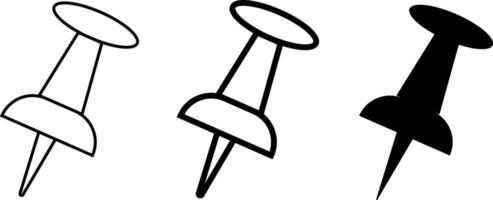 Set of push pin icon. paper notice. Modern map marker collection. stationery office supplies vector