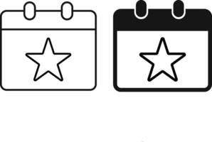 calender event icon. Work schedule symbol. Calendar with star icons vector