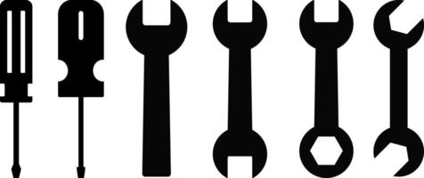 Tool icon set. Screwdriver and wrench icons. Settings and repair symbol. service signs. Maintenance tools vector