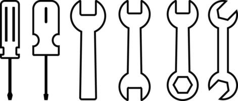 Tool icon set. Screwdriver and wrench icons. Settings and repair symbol. service sign. Maintenance tools vector