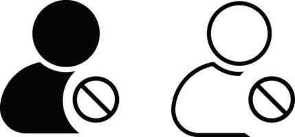 blocked user sign. Block profile icons set. Restricted and prohibited access. blocking disturbing and annoying social media vector