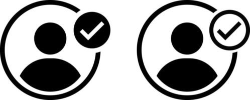 Profile with checkmark icon. Verified account sign. Users accept icon symbols. checked user profile vector