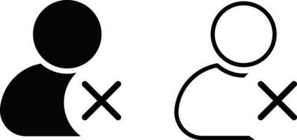 Profile icon with cross mark icon set. profile photo symbol. person sign. user symbol vector