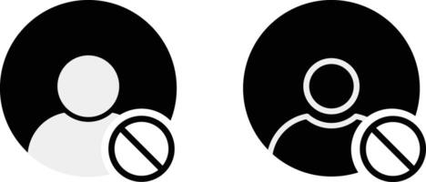 Set of block user icon. Minimalist avatar icons. account error blocked deleted profile. Account profile in prohibition symbols vector