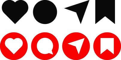 Like, comment, share, save icon set. media like, chat, send and save symbols. social media generic reaction signs vector