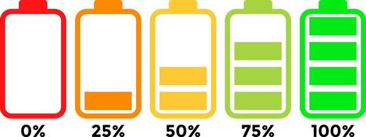Battery GSM icon set. Technology concept. smartphone battery level icons collection. Battery charge sign vector