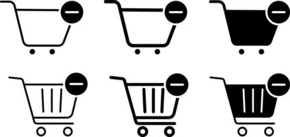 shopping cart icon with remove mark. shop and sale. Web store shop icons. clip art trolly design. Full and empty symbol vector