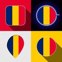 Set of modern icons with the national flag of Chad. vector