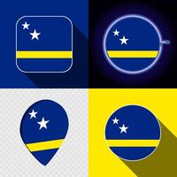 Set of modern icons with the national flag of Curacao. vector