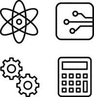 STEM Icons Black and White Educational Line Drawings of Science and Technology Symbols vector