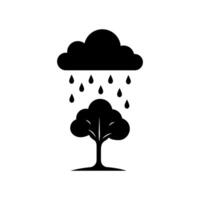 Rain cloud watering tree icon for growth concept vector