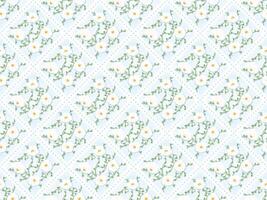 watercolor cute pastel white flower on blue background block print seamless pattern vector