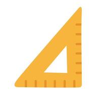 Bright yellow triangle ruler in flat cartoon style. isolated illustration for school and design use. vector
