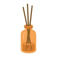 Flat diffuser with sticks in warm tones. Great for yoga, spa, and aromatherapy kits. vector