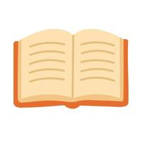 Open book with visible pages and lines. Cute flat cartoon style illustration, ideal for education, reading, or school-related themes. vector