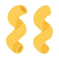 Cartoon corkscrew pasta isolated on white background, flat illustration of pasta type. vector