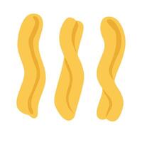 Cartoon mafaldine pasta isolated on white background, flat illustration of pasta type. vector
