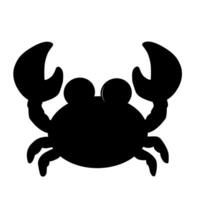 Silhouette of a crab with claws raised. Simple black sea animal illustration perfect for logo, icon, stencil, seafood concept, and marine themes vector