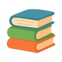 Three colorful books stacked vertically. Cute flat cartoon style illustration, perfect for school, reading, or library themes. vector