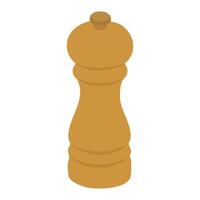 Cartoon pepper mill isolated on white background, flat kitchen ingredient illustration. vector